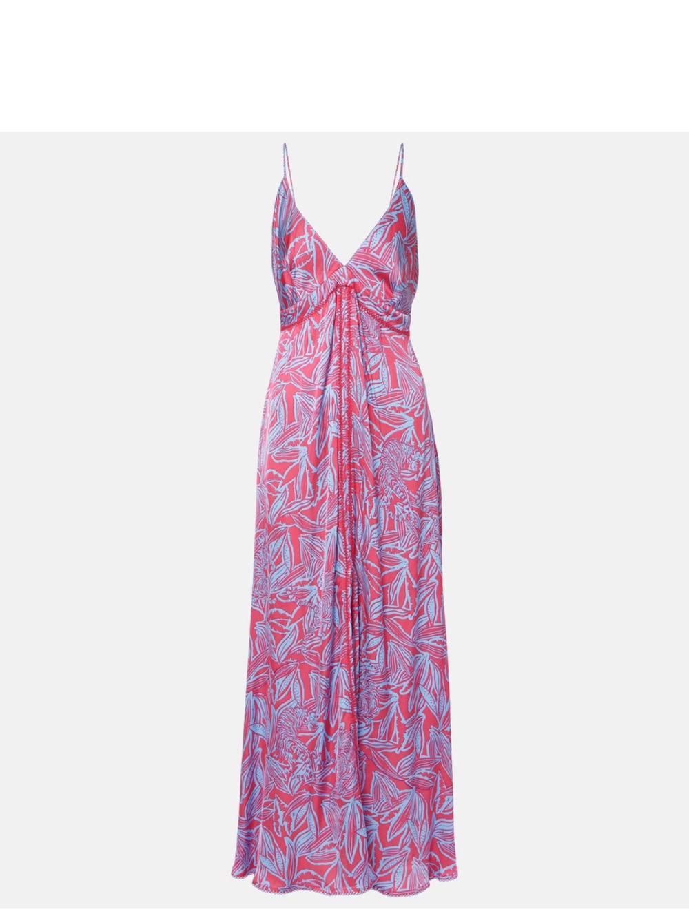 Poupette St Barth Spaghetti-Strap Pink & Blue Printed Maxi Dress